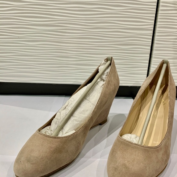 Ivanka Trump Linear Dark Suede Wedges - Picture 3 of 8